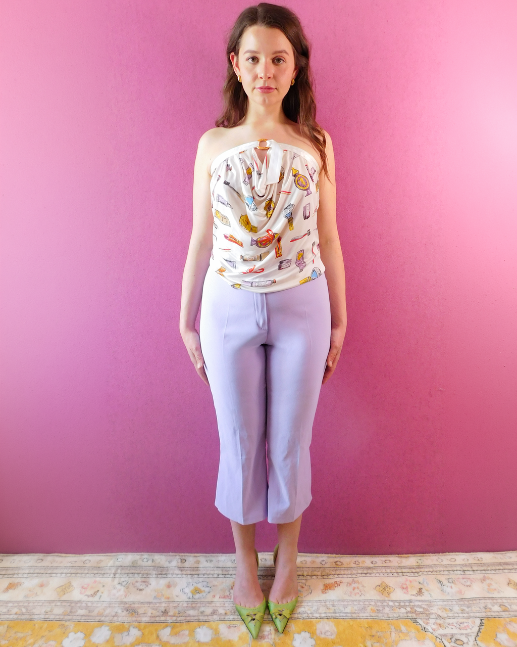 90s doing 50s purple Capris pants