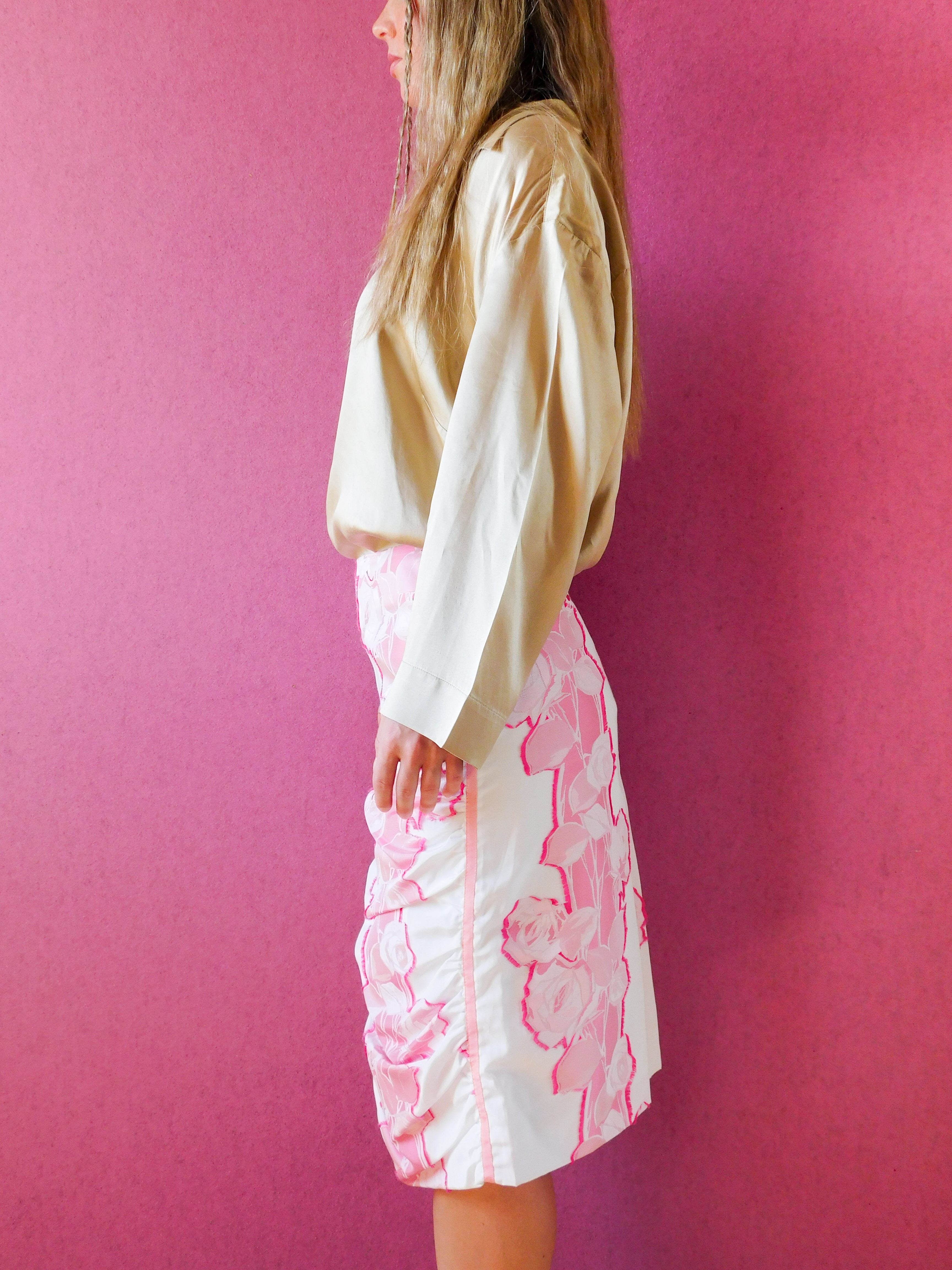 y2k Gathered rose skirt